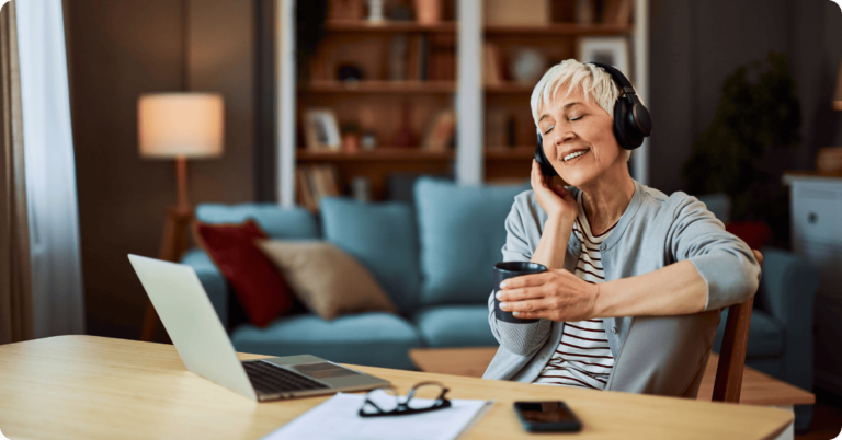 A Woman Enjoying Online Hypnotherapy From Home